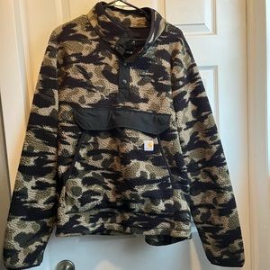 Carhartt Men’s Relaxed Fit Fleece Pullover - Camo Green